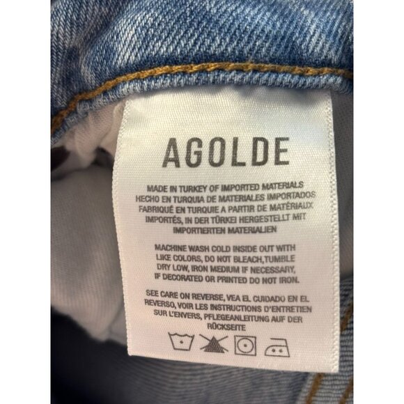 Agolde Merrel Womens Light Wash Distressed Frayed Hem High-Rise Jeans Size 30 - Picture 11 of 12
